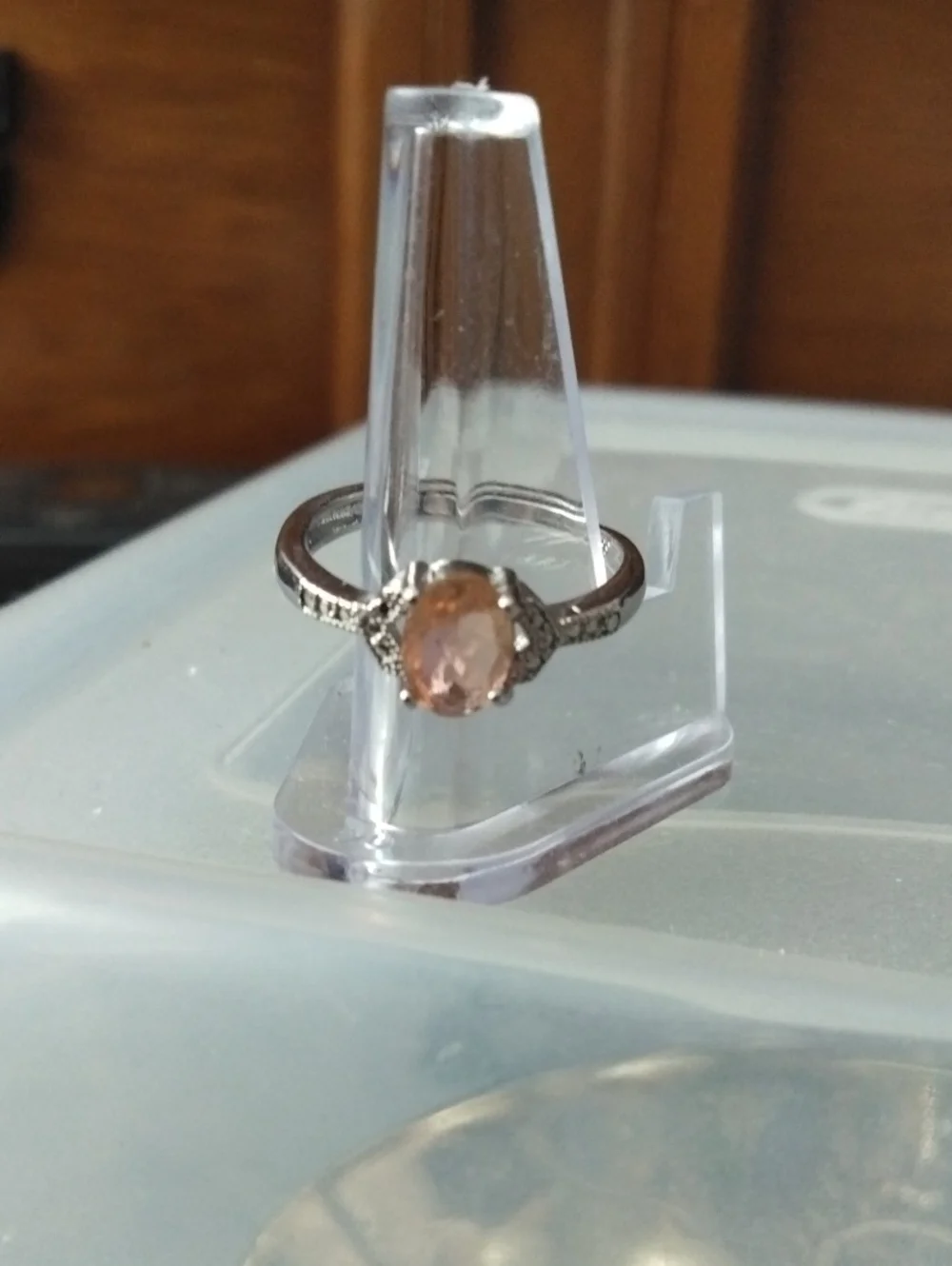 Peach Tourmaline Silver Ring